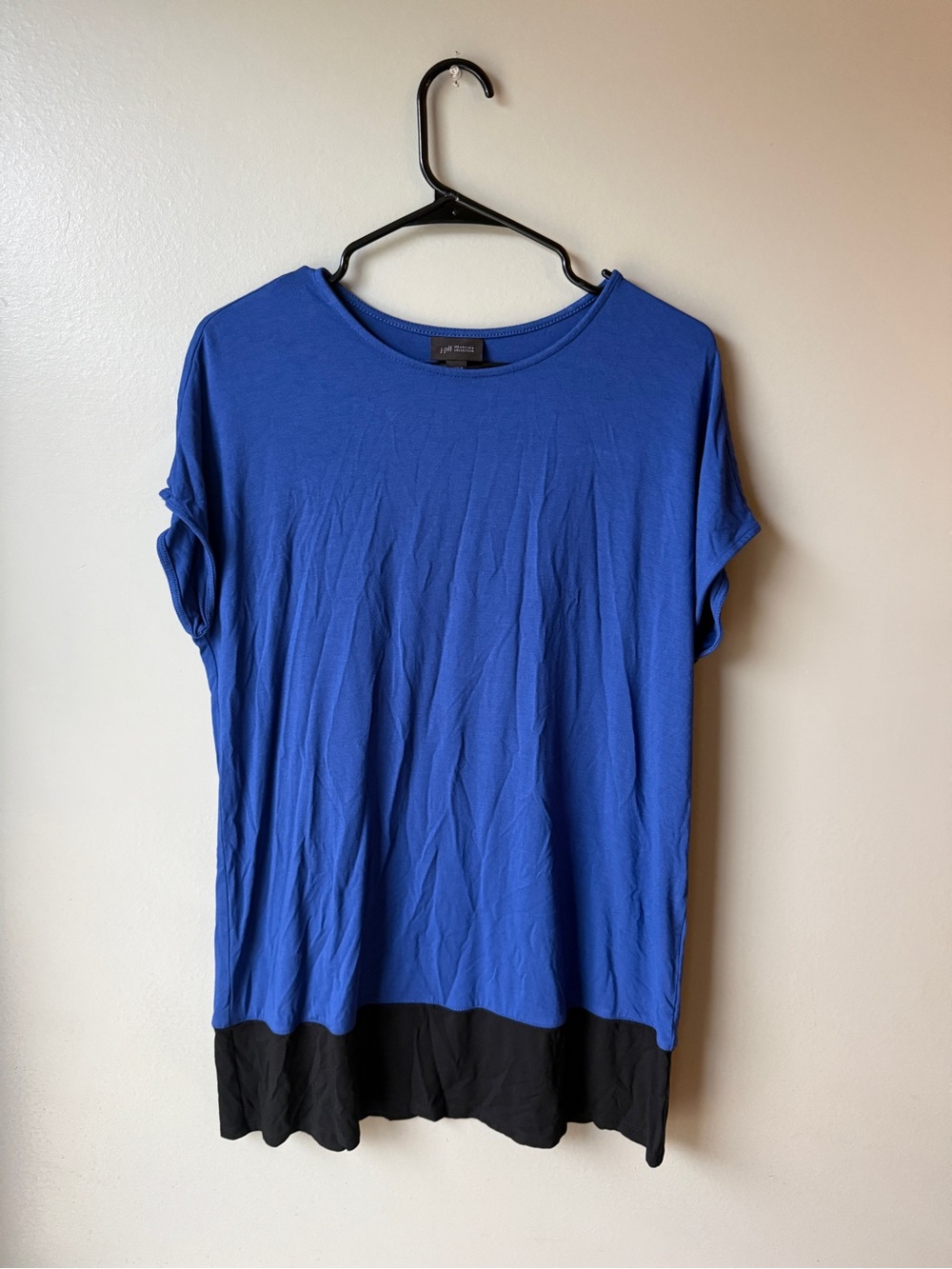J. Jill Wearever Collection Blue Black Colorblock Tunic Top